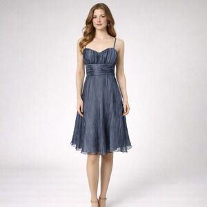 Vtg 90s Jump Dark Grey Crinkle Satin Cocktail‎ Dress Sweetheart Neckline Sz 7/8
